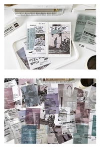 Macro detail of retro ins style scrapbook material with translucent paper and poetic text