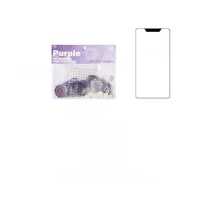 Size comparison of purple decorative wax seal stickers set against an iPhone 12 outline