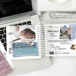 Artistic spiral-bound journal set with aesthetic paper collages and vintage stationery motifs