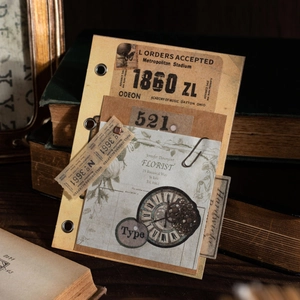Kit de scrapbooking vintage de 50 piezas con motivos florales y tickets de papel antiguo