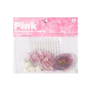 Pink translucent wax seal stickers with gold foil floral patterns, 10 piece DIY set