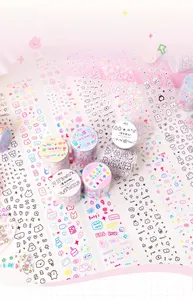 Detail of cute animal and alphabet washi tapes from Line Store series for DIY scrapbooking