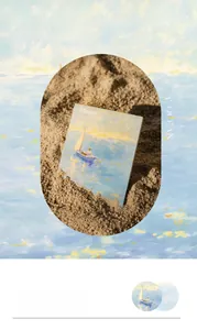Detail showing Impressionist sailboat painting on Moment series art stationery paper