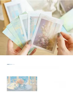Detail view of Impressionist oil painting sticky notes with poetic English text for journaling