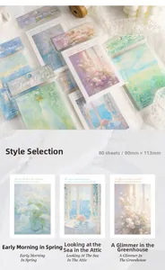Close-up of Impressionist art deco paper cards with soft vintage oil painting designs