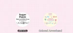 Detail of cute cartoon arrow stickers with stars and hearts for scrapbooking