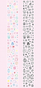 Macro detail of cute animal and food illustrations for DIY scrapbooking and planners