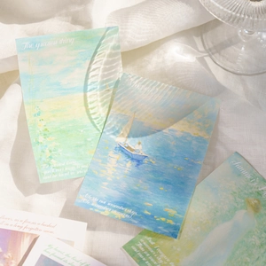 Impressionist art memo pad set featuring oil painting natural scenes on textured paper
