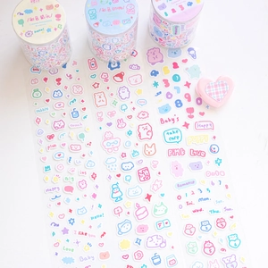 Kawaii cartoon animal scrapbooking sticker set with colorful bear and rabbit patterns