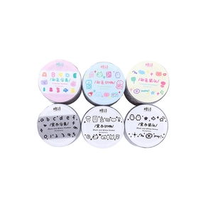 6-roll set of cute cartoon washi tape with letters and animals for scrapbooking