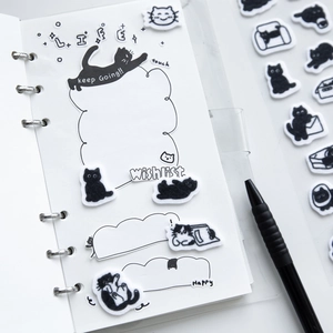 3D felt black cat stickers for journals with various playful poses and scrapbook decor