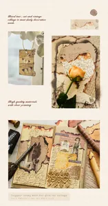 Detail von Vintage-Scrapbooking-Papier mit verbrannten Kanten und Retro-Schmetterlingsmustern