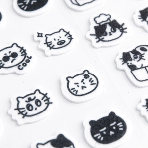 3D black cat felt stickers for scrapbooking featuring cute cartoon expressions