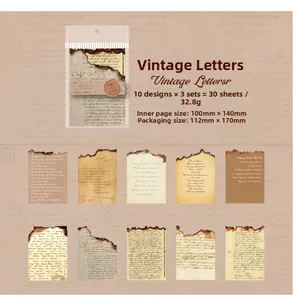Details von 10 Designs Vintage-Scrapbook-Papier mit Brandrändern für DIY-Journals
