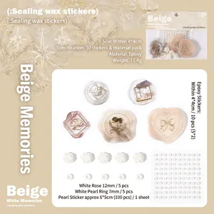 Off-white memories series gold foil seal stickers with resin bear and butterfly motifs