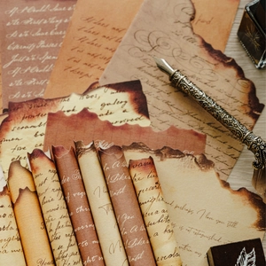 30 Pezzi Carta per Scrapbooking Vintage con Bordo Bruciato Serie Burning Page Estetica Forniture per Diario Fai-da-Te Collage Decorazione
