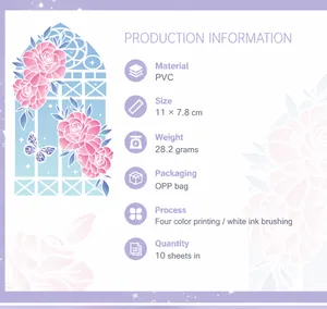 Detail of floral butterfly PVC decorative cards showing 4-color printing and white ink finish