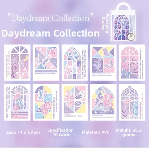 Λεπτομερής προβολή 10 καρτών PVC Daydream Collection με σχέδια από πεταλούδες και λουλούδια