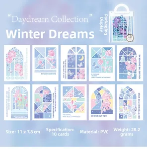 Λεπτομέρεια από 10 κάρτες PVC Daydream Collection με σχέδια λουλουδιών και πεταλούδων