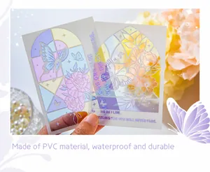 Holographic PVC card with butterfly and rose details for DIY scrapbooking decor