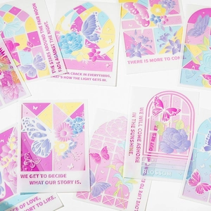 Translucent PET floral butterfly stickers with inspirational quotes for DIY scrapbooking