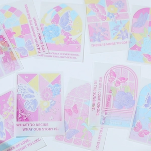 Translucent PVC cards with butterfly and floral motifs for DIY journaling decoration