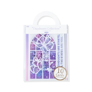 Daydream Collection transparent PVC cards with butterfly and rose floral patterns, 10-pack