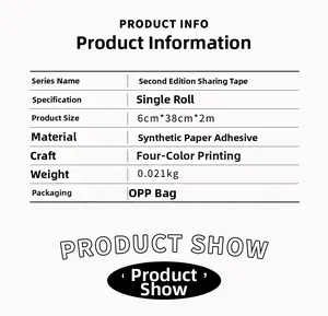 Specifications chart for Korean style Moments Sharing decorative adhesive craft tape roll