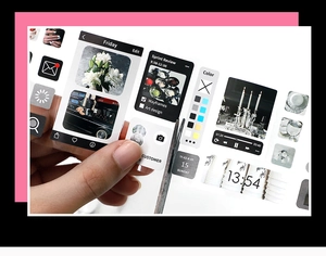 Close-up of PET transparent UI style stickers for journaling showing clear material texture