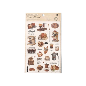 Retro coffee and bakery themed decorative stickers for journals and DIY scrapbooks