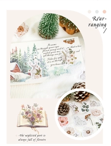 Detalle de pegatinas de osos vintage para scrapbooking con motivos de bosque e animales