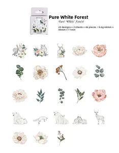 Detalle de 46 pegatinas de animales del bosque y flores con caja de almacenamiento