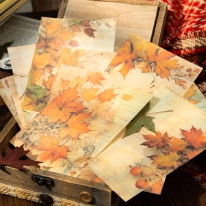 Herbstwald Vintage Dekopapier für Scrapbooking mit herbstlichen Ahornblatt-Motiven