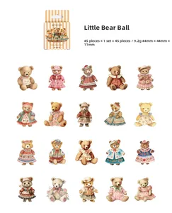 Detalle de 45 pegatinas de ilustraciones de osos vintage de la colección Bear Ball