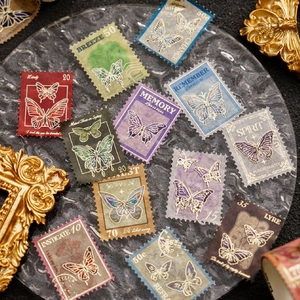 Pegatinas de sellos de mariposa vintage dorados para scrapbooking y decoración de arte