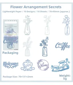Lot détaillé de 10 autocollants floraux évidés pour le scrapbooking et la décoration DIY