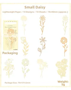 Macro de 10 silhouettes de marguerites évidées sur papier beige pour scrapbooking DIY