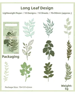 Vue détaillée de 10 feuilles de papier scrapbooking aux motifs de feuilles vertes
