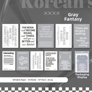 Detail of 10-piece minimalist aesthetic writing cards with inspirational quotes