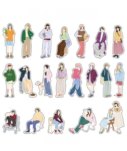 Flat illustration of various fashion girl characters for DIY scrapbooking stickers