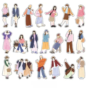 Flat illustration stickers featuring fashion women outfits for DIY journal decorating