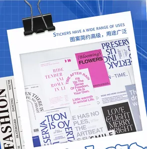 Detail of 10-piece Korean style decorative stickers with modern English typography