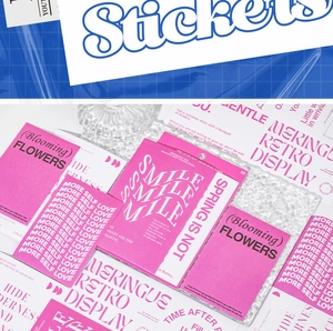 Detail of Korean style pink aesthetic stickers with artistic English quotes for DIY journaling