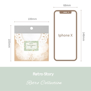 Comparaison de taille de 30 autocollants fleurs en papier calque avec un iPhone X