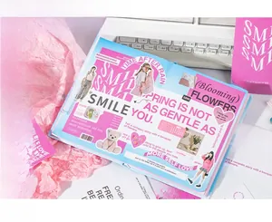 Detailed view of Y2K style decorative stickers with fashion portraits and quotes