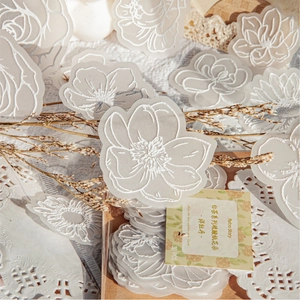 Lot de 30 autocollants fleurs en papier vélin translucide pour scrapbooking rétro