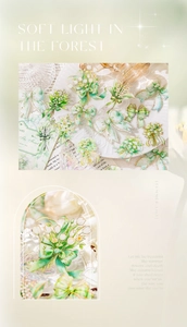 Detailed view of lily and ribbon PET stickers with elegant gold foil stamped edges