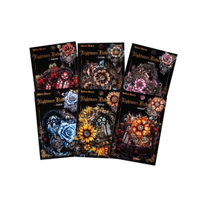 Autocollants PET gothique steampunk avec fleurs mécaniques et motifs d'engrenages