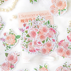 Twilight series peach rose flower stickers 20pcs pack for DIY scrapbooking and journals