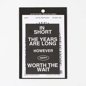 Minimalist black and white inspirational text stickers with card holder for DIY journaling